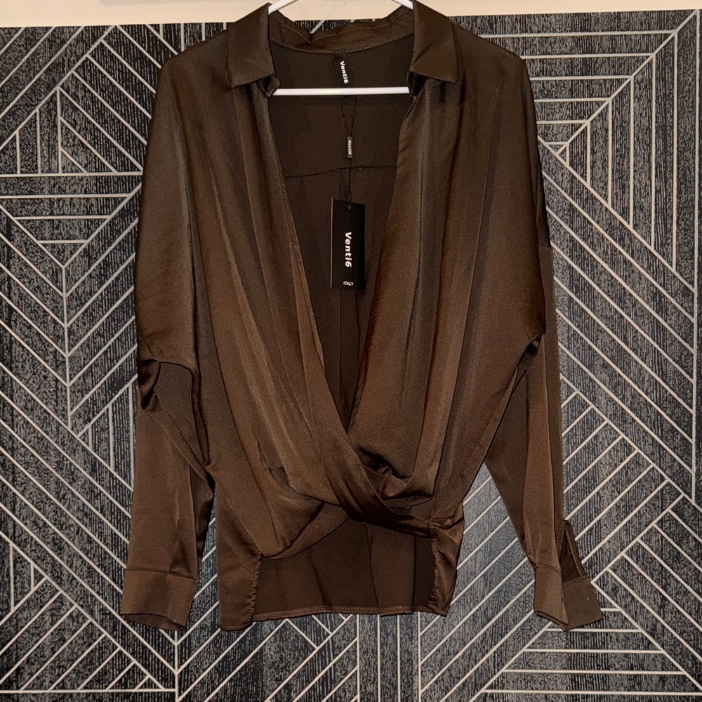 Venti6 Chocolate Wrap Top